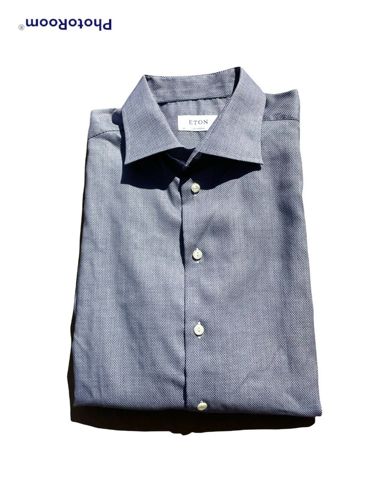 ETON Contemporary Dress Shirt Blue White 17.5 Made in Europe Romania 44 - Picture 3 of 6